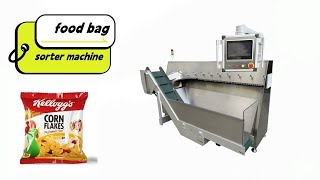 Puffed pouch sorter counter machinery  food bag sorting machine [upl. by Crain]