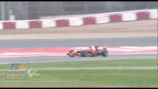 MotoGP rider Valentino Rossi tests 2008 Ferrari F1 in Spain [upl. by Sanyu]