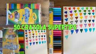 CRAYOLA SUPERTIPS 50 PACK  UNBOX amp SWATCH [upl. by Nivram]