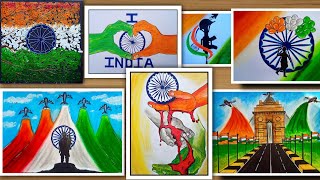 7 Best and easy drawings on republic dayIndependence day with oil pastel for beginners [upl. by Nertie780]