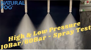 High amp Low Pressure Mist Nozzle 10 Bar and 60 Bar Spray Test Comparison for Cleaing Application [upl. by Barfuss825]