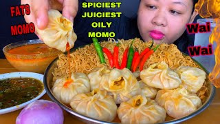 SPICIEST JUICIEST OILY PORK FATS MOMO WITH WAI WAI PORK SOUP amp ROASTED CHILLI SAUCE MUKBANG  ASMR [upl. by Maria]