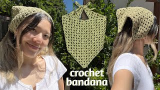 Crochet Granny Square Triangle BandanaHeadscarf Tutorial [upl. by Caputo]