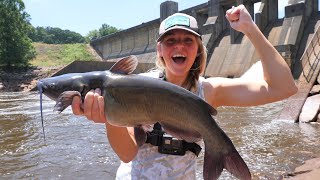 2 HOURS of Catfish CATCH and COOKS  Limblines YoYo Fishing Spillways and MORE Her NEW PB [upl. by Ettelimay]