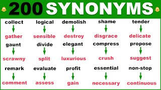 Learn 200 HELPFUL Synonym Words in English To Strengthen Your English Vocabulary [upl. by Malilliw]