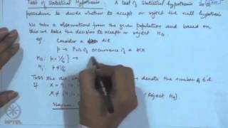 Mod21 Lec21 Testing of Hypotheses  Basic Concepts [upl. by Maressa782]