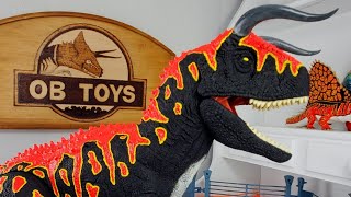 CUSTOM OB TOYS SUPER COLOSSAL DEMON CARNOTAURUS GLOW IN THE DARK DINOSAUR TOY REPAINT  TORO MATTEL [upl. by Eissolf41]