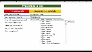 TRADUZIR TEXTO NO EXCEL [upl. by Llerraf]