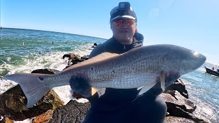 THE EPIC BULL RED DRUM BITE IS HERE Murrells Inlet Jetty Fishing  Myrtle Beach SC [upl. by Hirschfeld]