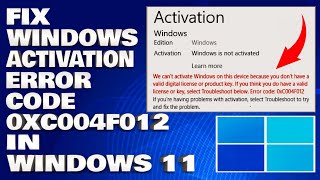 How To Fix The Windows Activation Error Code 0xc004f012 in Windows 1110 Solution [upl. by Zanze]