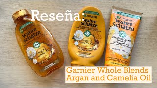 Reseña Garnier Whole Blends línea Argan and Camelia Oil Garnier Währe Schatze  Andy ML [upl. by Aan179]