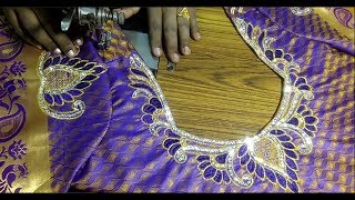 Embroidery Blouse Neck Cutting and stitching [upl. by Rumpf]