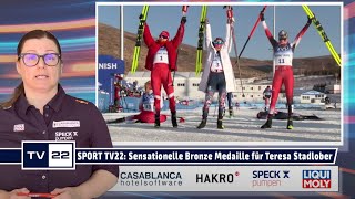 SPORT TV22 Sensation für Österreich  1 Olympische Medaille Langlauf für Stadlober bei Sieg Johaug [upl. by Kenison]