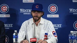 Dansby Swansons introductory press conference with Cubs [upl. by Eeralih510]