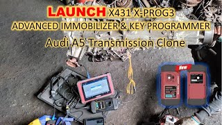 Audi A5 replace used Gearbox with LAUNCH X431 XPROG3 Clone function [upl. by Yrolg]