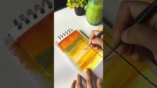 gouache landscape painting 🧡💛 painting tutorial gouachepainting gouacheartist [upl. by Guyer]