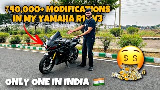 Most modified Yamaha R15 V3 in India Worth ₹40000  Best amp cheapest modifications for Yamaha R15 [upl. by Connie64]