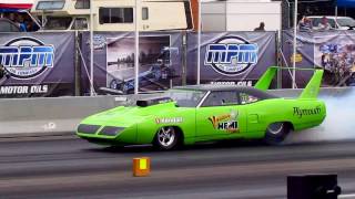 Plymouth Roadrunner Superbird dragster MASSIVE BURNOUT  Dragracing Drachten 2011 720p HD [upl. by Ecidna56]