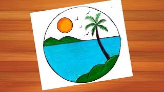 Beautiful Landscape Drawing  Painting Easy Sircle🖌️🎨 [upl. by Harras]