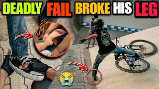 EXTREME STUNT FAIL  Witness the Shocking Leg Break [upl. by Nahgrom74]