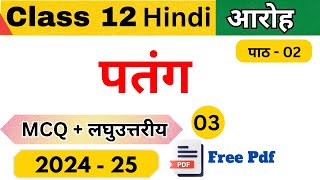 Class 12 Hindi Core  Patang पतंग  Ch 2  All Mcq question  board exam 2025 [upl. by Hephzipah878]