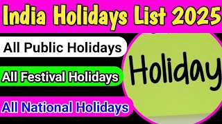 India holidays list 2025 [upl. by Aicirtam]