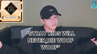 STRAY KIDS BANGCHAN REACTION TO WOLFGANG MNET KINGDOM [upl. by Ydnil276]