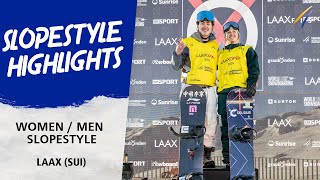 Marino and Brearley win Slopestyle at LAAX Open 2024  FIS Snowboard World Cup 2324 [upl. by Gruchot]