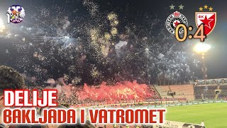 Partizan Crvena zvezda 04 Delije vatromet na severnoj tribini stadiona JNA [upl. by Norreg]