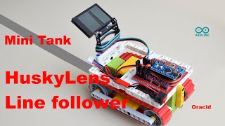 Mini Tank robot  HuskyLens Line Follower [upl. by Walburga373]