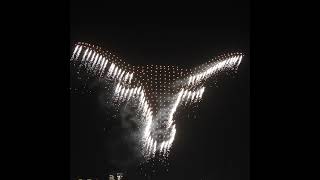 UT Longhorn Drone Show sparks into fireworks in Austin TX First public drone pyro display in USA [upl. by Alehcim203]