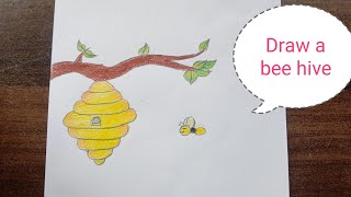 How to draw a Bee hive  Step by step [upl. by Kinsman]