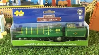 unboxing Bigjigs Rail Wooden Railway Heritage Collection Green Arrow BJT439 03504 [upl. by Nenad]