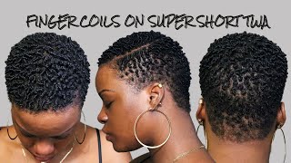 Finger Coils On Super Short 4C TWA Tutorial [upl. by Dragoon]