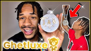 GHETLUXE UNBOXING  REVIEW  CUSTOM PENDANTS EARRINGS amp CUBAN CHAIN [upl. by Dnalevets]