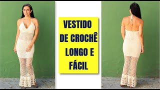 VESTIDO DE CROCHÊ LONGO  FÁCIL BONITO E BARATO [upl. by Yrrad]