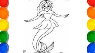 How to draw Mermaid nice dressing for kids Cute style Mermaid painting amp colouring for Toodlers [upl. by Drucilla]