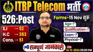 ITBP Telecommunication New Vacancy 2024  ITBP SI HC Constable Qualification Age Exam Physical [upl. by Celeski187]