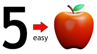 Turn 5 into Apple drawing for kids  Easy drawing of apple from number  apple fruit drawing easy [upl. by Egidio]