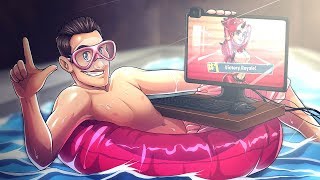 I WON A GAME OF FORTNITE LIVE IN A POOL [upl. by Kissner895]