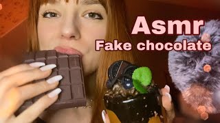 ASMR  fake chocolate and cake eating sounds [upl. by Darin]