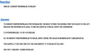 How do I convert Micromolar to molar [upl. by Gally874]