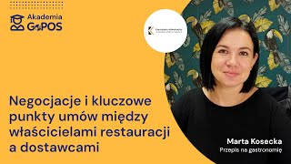 Szkolenia Gastronomiczne Negocjacje i umowy między właścicielami restauracji a dostawcami [upl. by Eceinej]