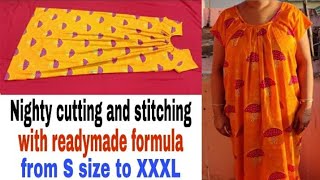 Nighty cutting and stitching with readymade formula  maxi cutting amp stitching English subtitles [upl. by Nymsaj302]