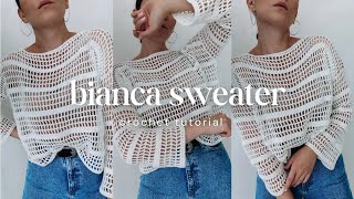 🤍 BIANCA SWEATER  siatkowy sweter na szydełku  tutorial [upl. by Alessandro]