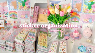 organizing my sticker collection  pt1 🎀 [upl. by Drud]