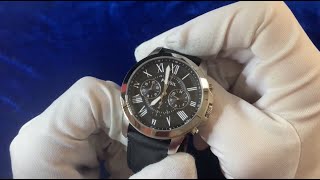 Fossil Grant Chrono Black Edition  4K Unboxing amp Review [upl. by Naginarb]