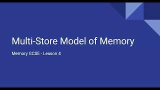 Multi store model of memory [upl. by Gifford184]