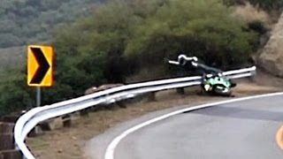 Crash  Rider Launched Over Guardrail  2192012 [upl. by Murvyn574]