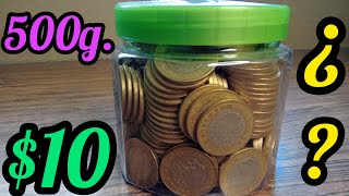 ahorrar monedas de 10 pesos en envase de 500g dinero ahorro ahorrodedinero ahorrardinero money [upl. by Nessi197]